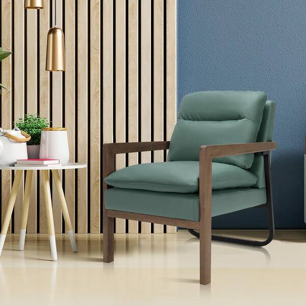 Costway Modern Green Leathaire Fabric Accent Armchair Lounge