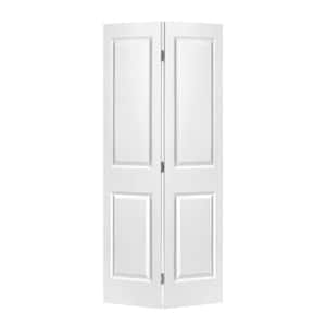 24 in. x 80 in. 2 Panel White Painted MDF Composite Hollow Core Bi-Fold Closet Door with Hardware Kit