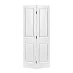 36 in. x 80 in. 2 Panel Shaker White Painted MDF Composite Bi-Fold Closet Door with Hardware Kit