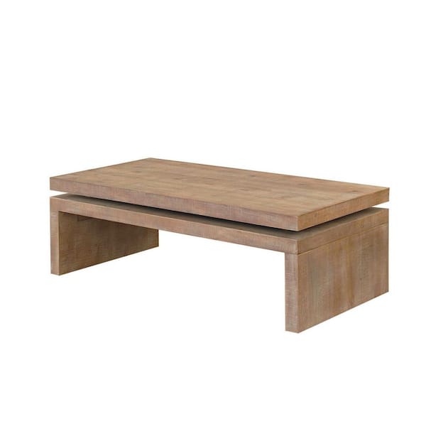 48 in. Natural Wood Distressed Floating Frame Coffee Table