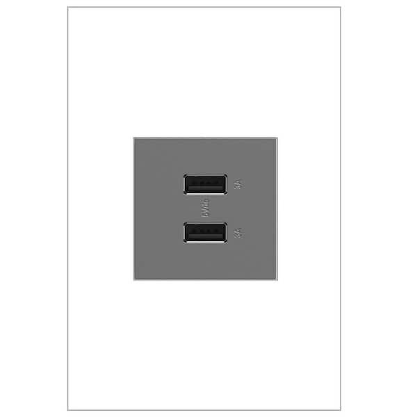 adorne 6.0 Amp Ultra-Fast USB Type A/A Duplex Outlet, Magnesium