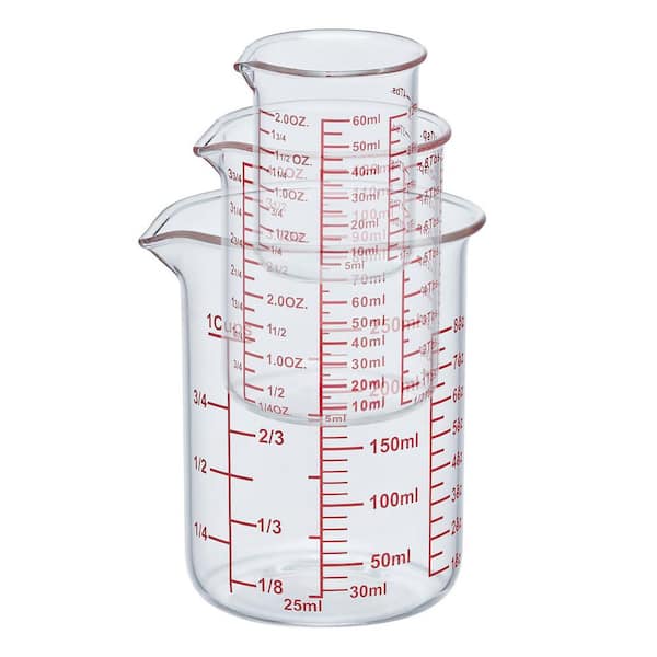 LAIFUCAM 3-Piece High Borosilicate Glass Measuring Cup Set with Pour Spout  Clear Markings for Kitchen Baking Mixing 11AS29G004 - The Home Depot