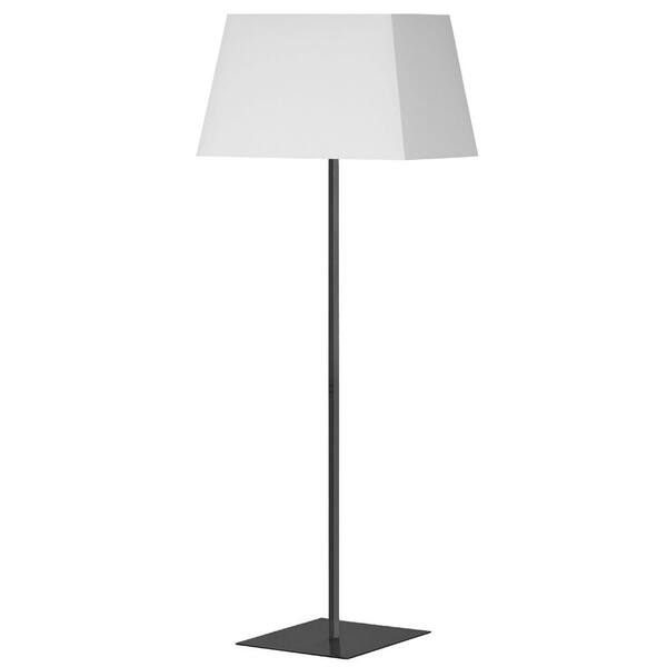 Dainolite Gretchen 62.75 in. Matte Black Transitional 1-Light Standard Floor Lamp for Living Room with Fabric Rectangular Shade
