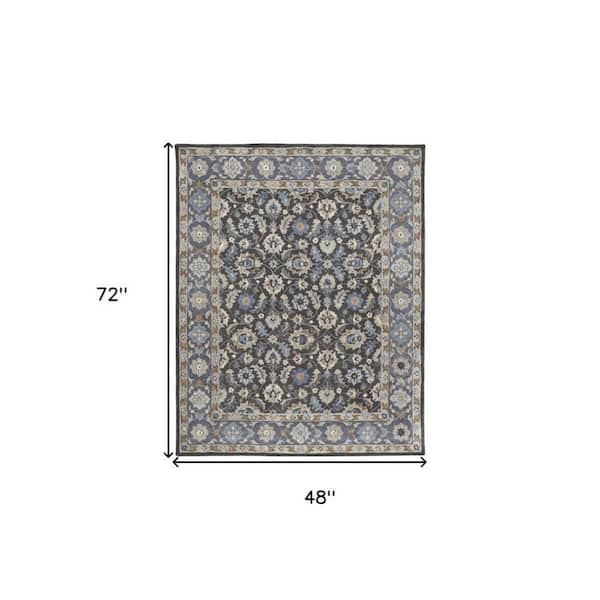2 ft. x 8 ft. Taupe, Ivory Floral Area Rug