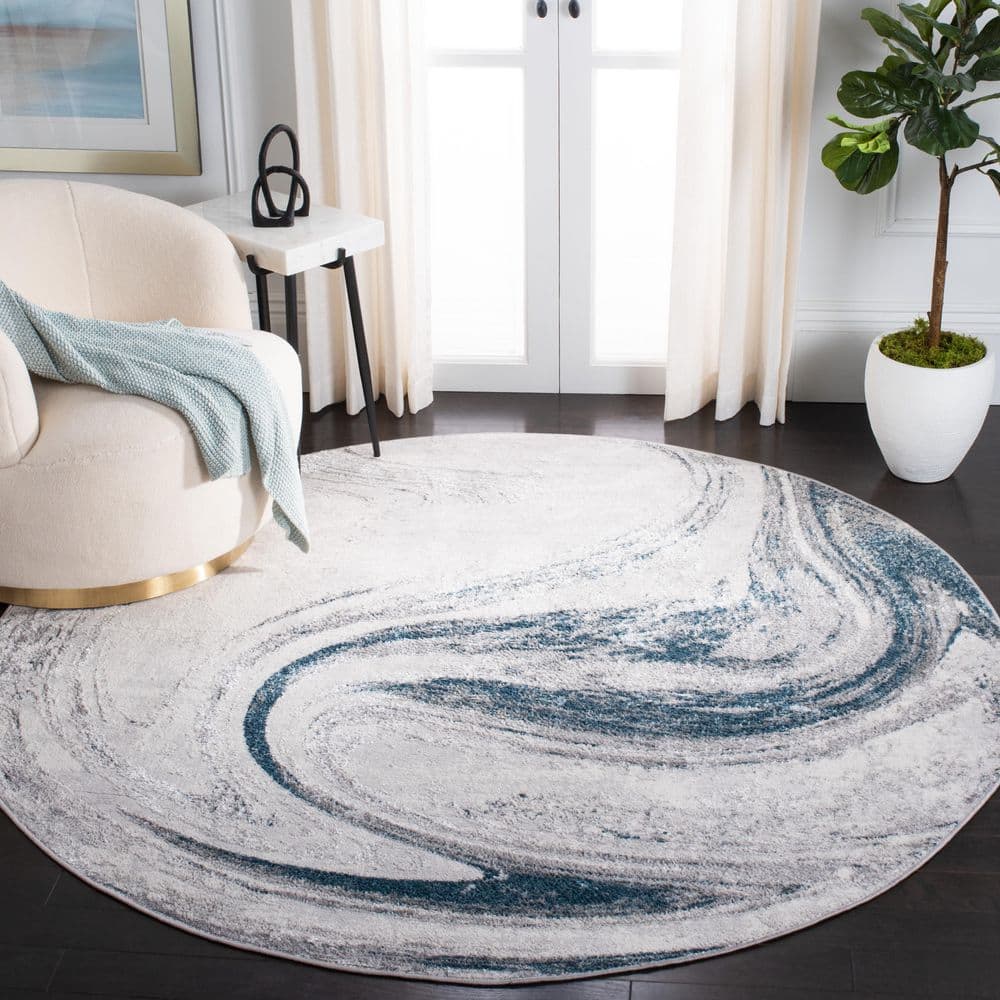 Orchard 7 ft. x 7 ft. Round Gray/Blue Distressed Swirl Area Rug price history on PriceWatchPro