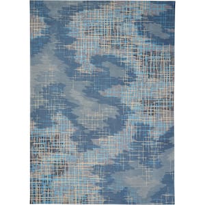 Symmetry Blue/Beige 9 ft. x 12 ft. Abstract Contemporary Area Rug