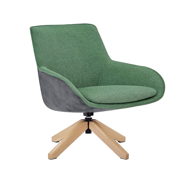 Art Leon Arthur Green Fabric Swivel Accent Arm Chair with Wood Legs