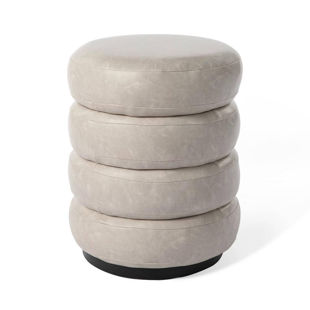 Modern Cool Gray Upholstered Storage Ottoman or Accent Stool