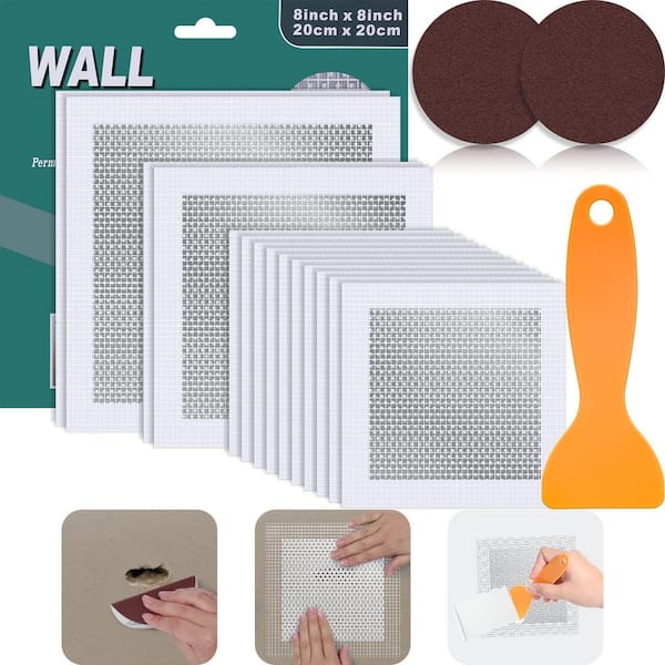 4/6/8 in. Self-Adhesive Mesh Drywall Patch Kit, Heavy Duty Wall Repair for Large Holes (14-Pack)
