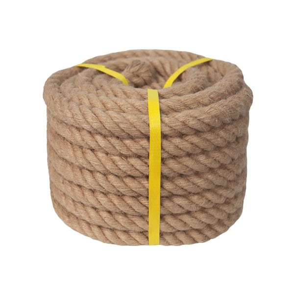 Thick 1 in. Natural Jute Twisted Manila Rope Nautical Landscaping Home Decorating Swing Railings 50 Feet