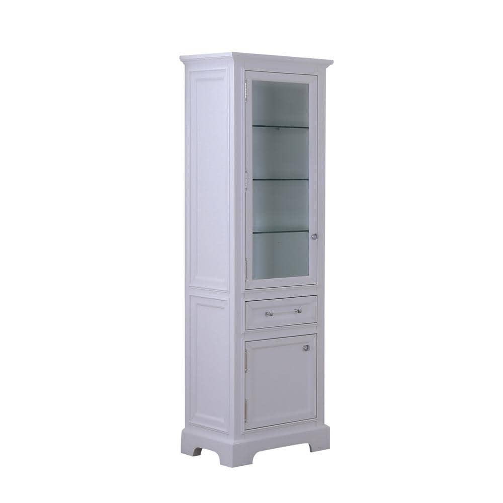 Pure White Solid Hardwood Cabinet with Adjustable Shelving