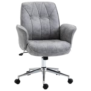 Light Grey, Modern Home Office Chair with Tufted Button Design, Micro Fiber Desk Chair with Recline Function, Adjustable
