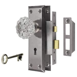 2 in. Satin Nickel Victorian Glass Knob Mortise Set