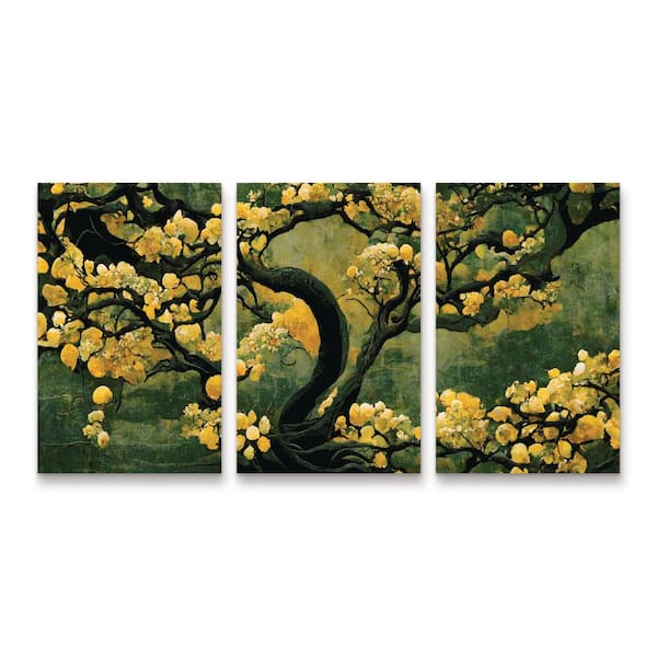 Trademark Fine Art Tree Child Sakura Tree Multi Panel Unframed Photography Wall Art 19 in. x 36 in.