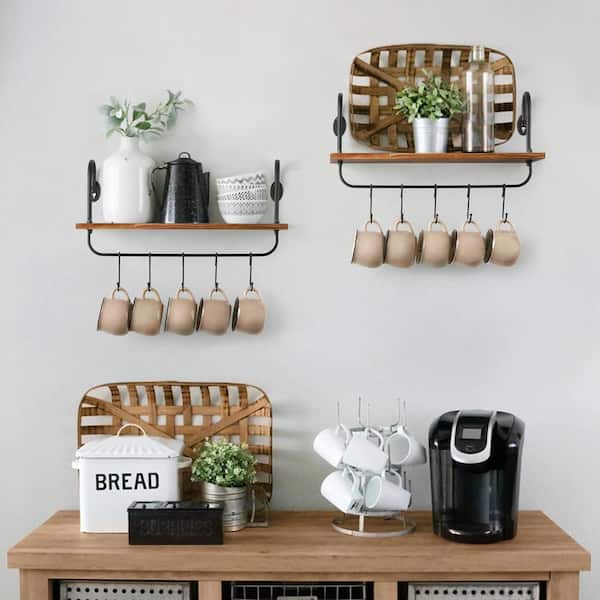 Floating Wall Shelves for Kitchen Bathroom Coffee Nook with 10