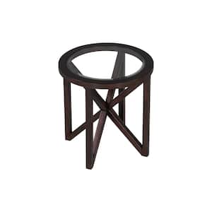 Brown Modern Solid Wood Outdoor Coffee Table with Tempered Glass Top