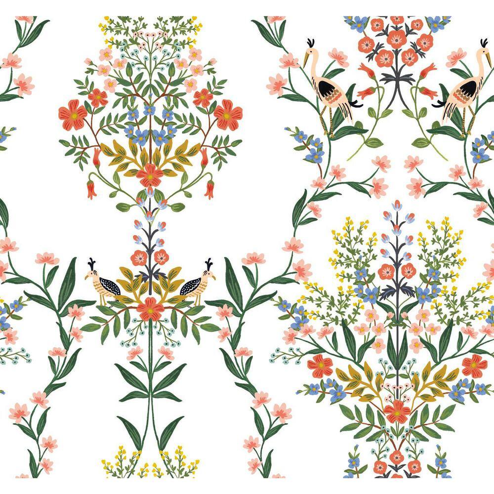 Luxembourg White Floral Damask Peel and Stick Wallpaper Roll