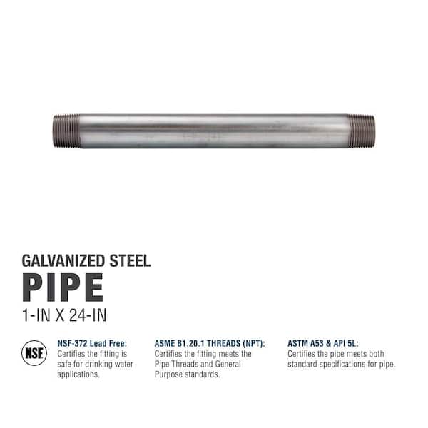 1 in. x 24 in. Galvanized Steel Pipe 1 in. x 24 in. Galvanized Steel Pipe