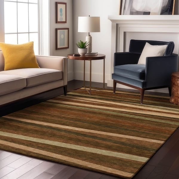 Mayfield Premium Machine Washable Abstract AMF997 Paprika 3 ft. x 5 ft. Area Rug