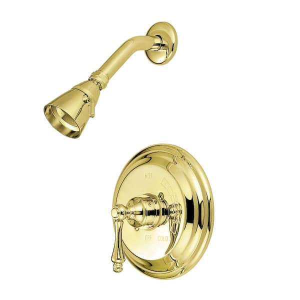 Kingston Brass Restoration Single Handle 1-Spray Shower Faucet 1.8 GPM with Corrosion Resistant in. Polished Brass