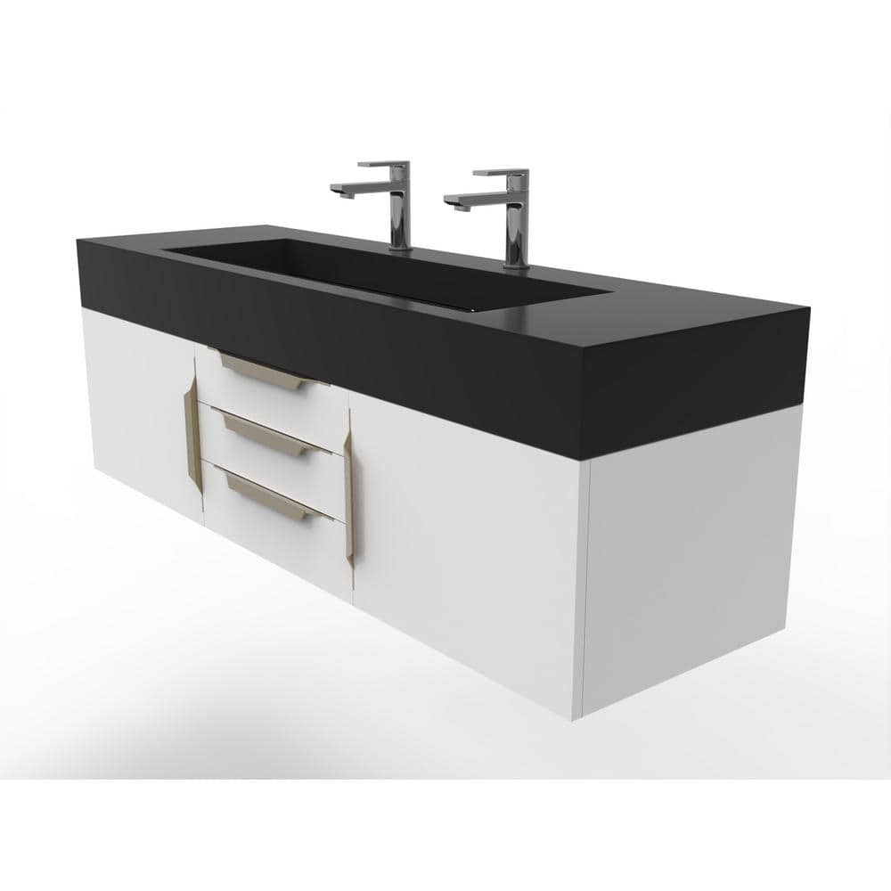 Castel Rool Vanity castellousa Nile 60 in. W x 19 in. D x 20 in. H Bath Vanity in Matte ...