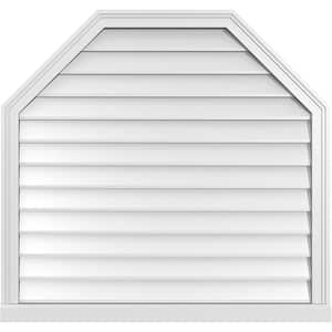 38 in. x 36 in. Octagonal Top Surface Mount PVC Gable Vent: Decorative with Brickmould Sill Frame