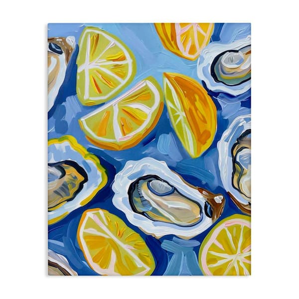 Stupell Industries Lemon and Oyster Pattern by LSR Design Studio Unframed Food Graphic Art Print 30 in. x 24 in.