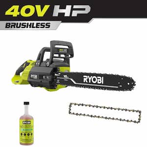 40V HP Brushless 16 in. Cordless Battery Chainsaw (Tool Only) with Extra Chain and 24 oz. Bar and Chain Oil