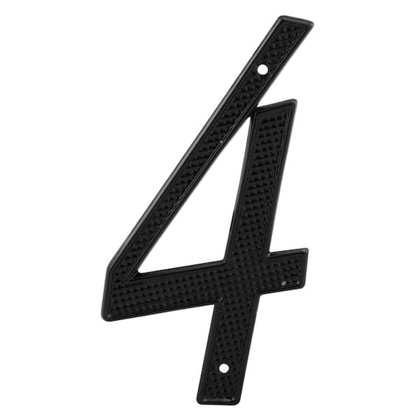 4 in. House Number 4, Diecast, Black Finish