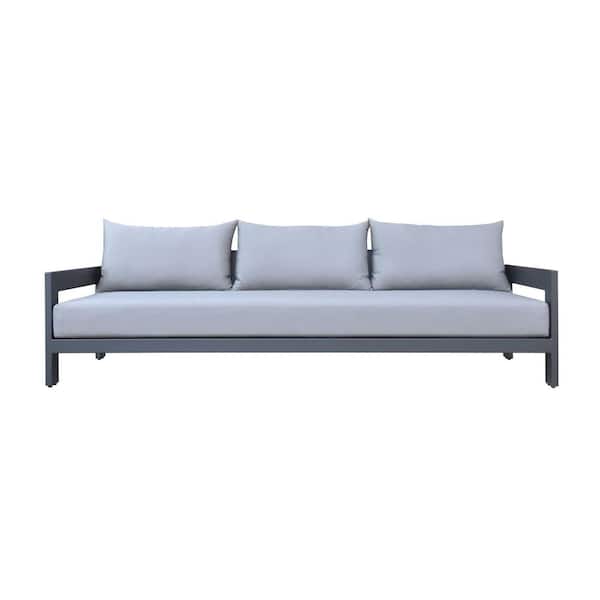 Unbranded Renava Wake Charcoal Aluminum Outdoor Sofa with Charcoal Cushions