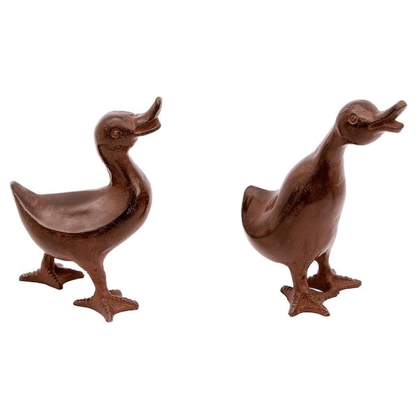 Achla Designs Pair of 2-Ducklings Outdoor Garden Statue, 6.5 in. Tall, Bronze