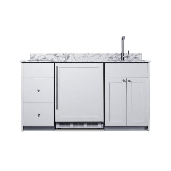 63 in. Compact Kitchen in White, ADA Compliant