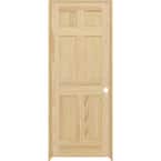 36 in. x 80 in. 6-Panel Left-Hand Unfinished Pine Wood Single Prehung Interior Door with Nickel Hinges