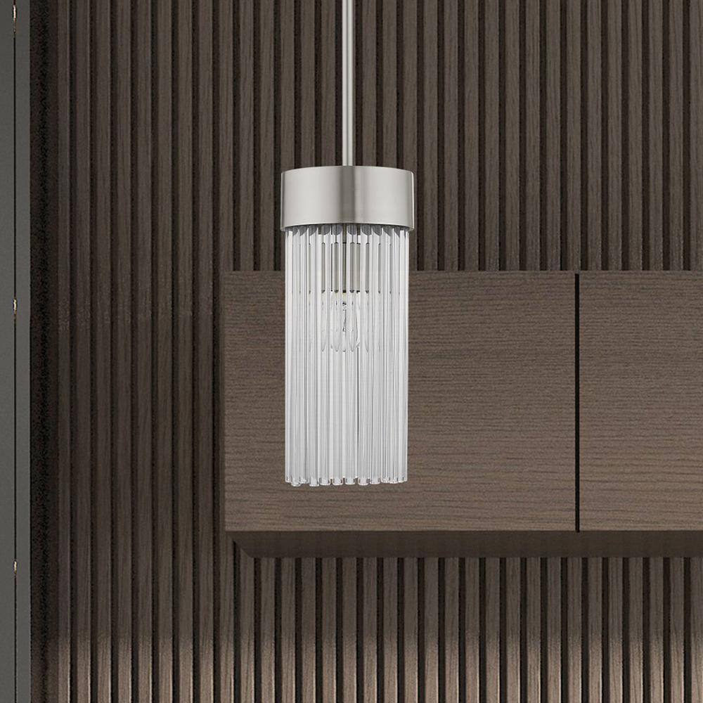 Brushed Nickel Crystal Drum Pendant Light