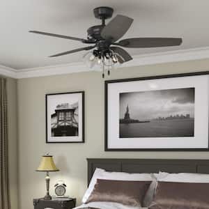 Channing 52 in. Hunter Express Indoor Matte Black Ceiling Fan with Light Kit Included