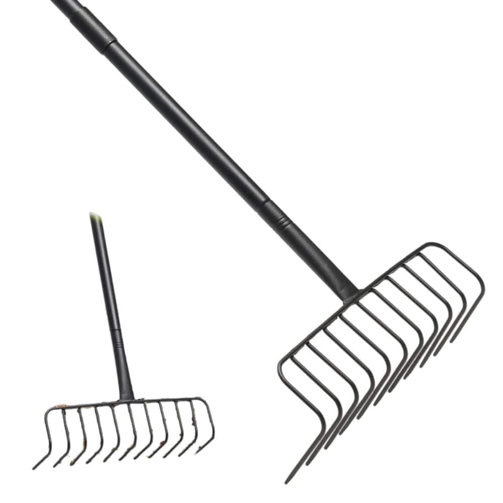 77 Inch Heavy Duty Garden Bow Rake with 17 Tines and 17 Inch Wide Head ...