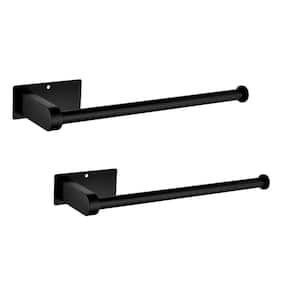 2-Piece Set 12 in. Stainless Steel Toilet Paper Holder in Matte Black, Towel Holder