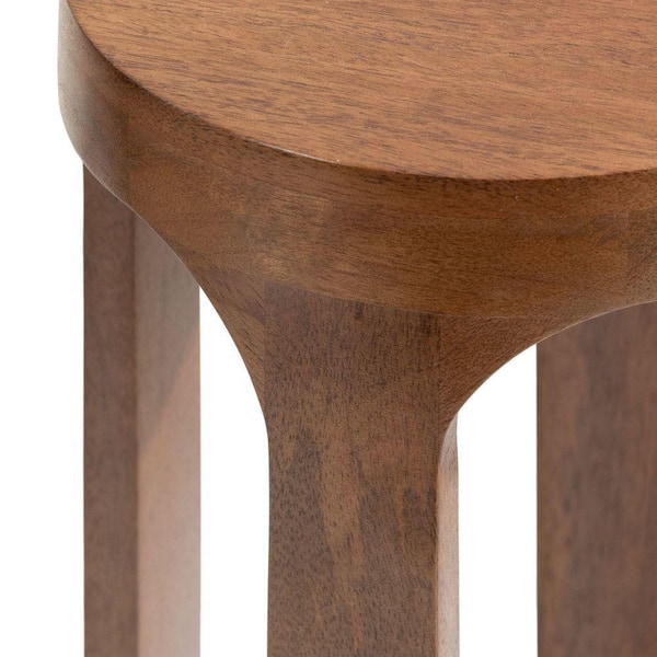 Kate and Laurel Dahl 8.00 in. Walnut Brown Round Solid Wood End
