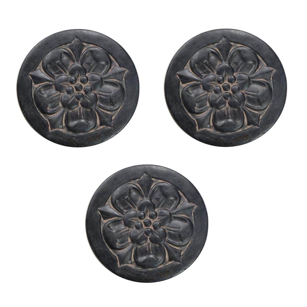 12 in. Dia Round Aged Charcoal Composite Small Floral Stepping Stone or Wall Plaque price history on PriceWatchPro