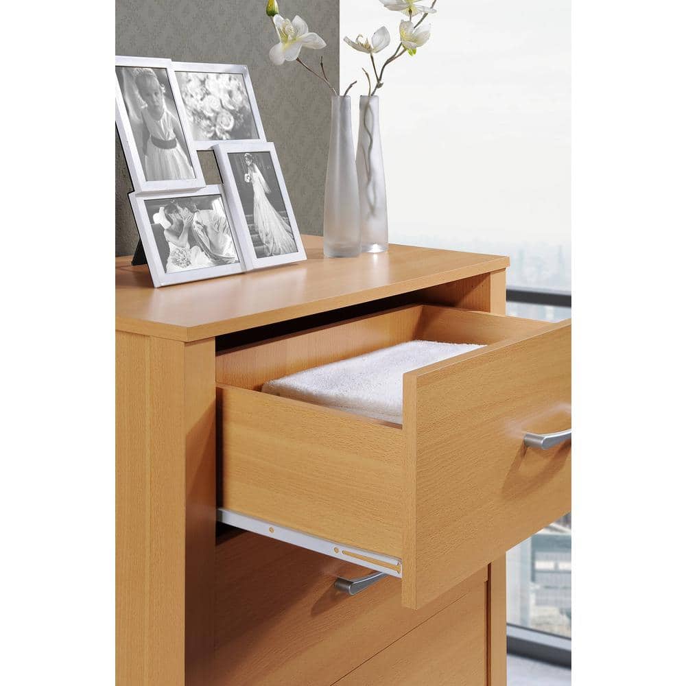 Sleek Beech 4-Drawer Chest with Soft Close and Roller Support