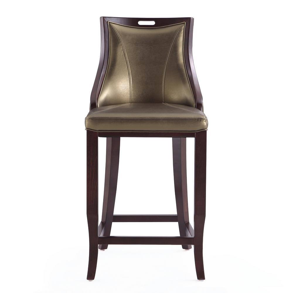 Emperor 41" Bronze and Walnut Adjustable Leather Barstool