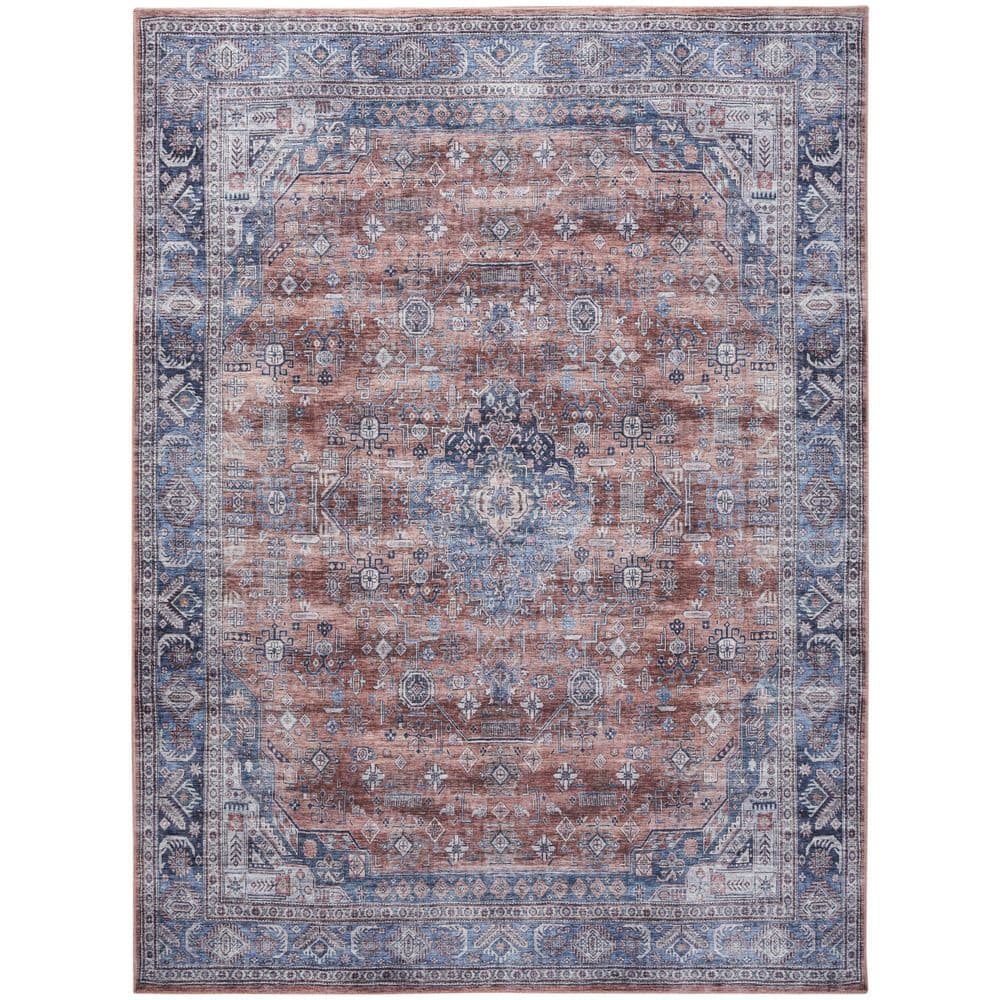 Vintage Charm 5' x 7' Blue and Multi Persian Washable Rug
