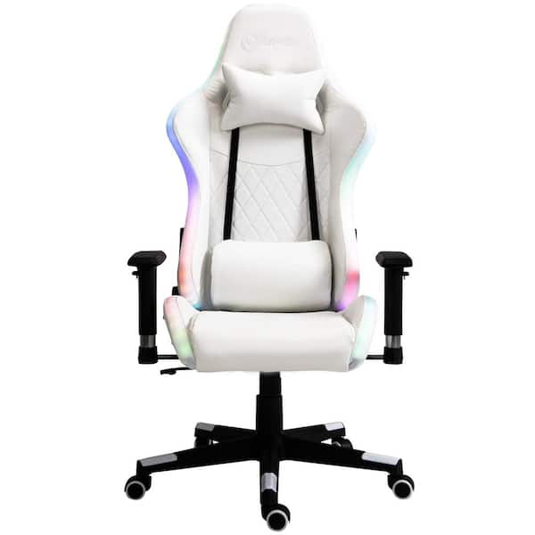 High Back Gaming Chair with RGB LED Light Swivel for Home Office Computer Desk 