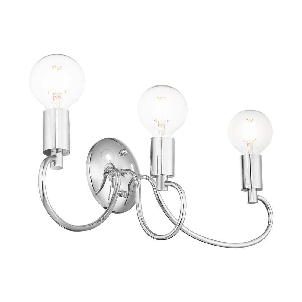 Bari Polished Chrome 3-Light Vanity Sconce with Dimmable Feature