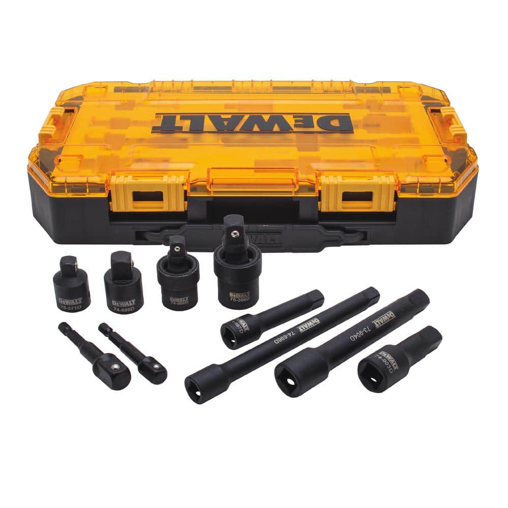 DEWALT 3 8 in. and 1 2 in. Drive Impact Accessory Set 10 Piece DWMT74741 The Home Depot