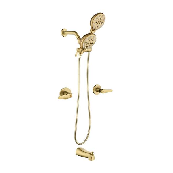 Rain 2-Handle 5-Spray Tub Shower Faucet 1.8 GPM with Pressure Balance in Gold (Valve Included)