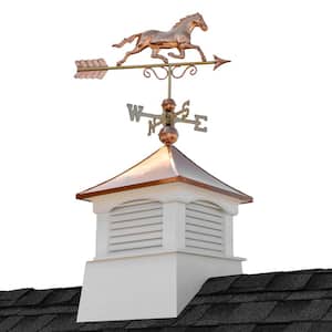 18 in. x 18 in. x 48 in. Coventry Vinyl Cupola with Copper Horse Weathervane