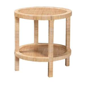 Bella 24 in. Natural Round Rattan End Table