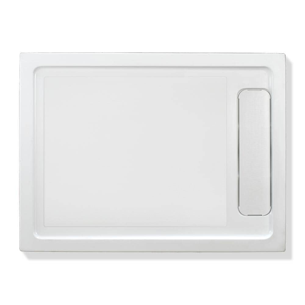 White Acrylic 48x32 Rectangular Shower Base with Hidden Drain