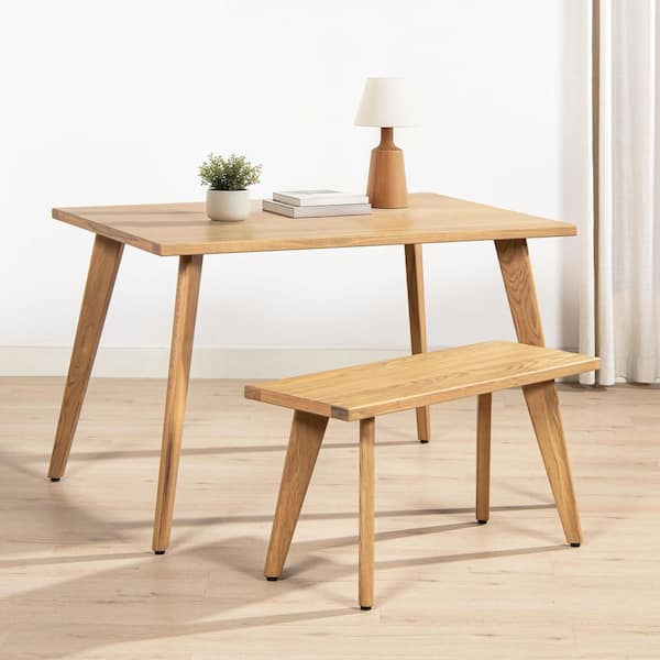 Capri 35.5 in. Solid Red Oak Wood Bench in Natural Brown